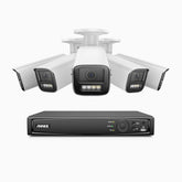 HZ804 - 4K 8 Channel 5 Cameras PoE Security System, 4X Optical Zoom, 2.8 - 12 MM Motorized Varifocal Lens, Smart Dual Light Night Vision, Motion Detection 2.0, Built-in Microphone, Siren & Strobe Alarm, Upgraded Version